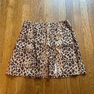 Reformation cheetah print linen skirt